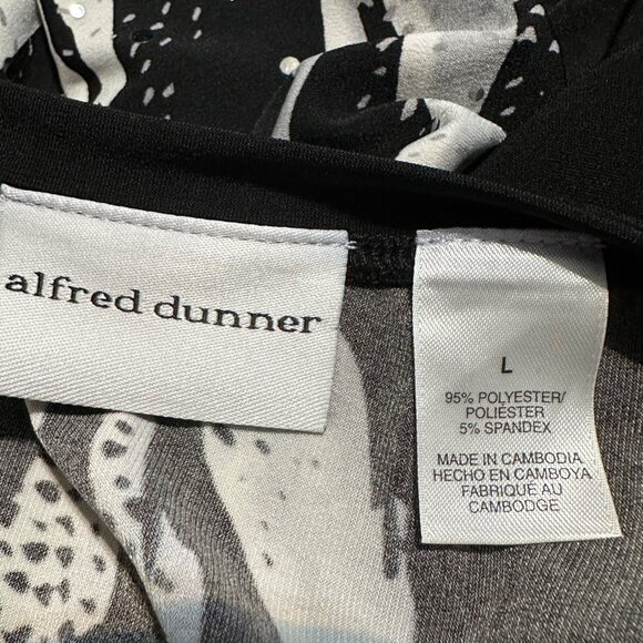 Alfred Dunner Blouse Womens L Black White Animal Print Tunic Top Sequins Dressy - Picture 8 of 10